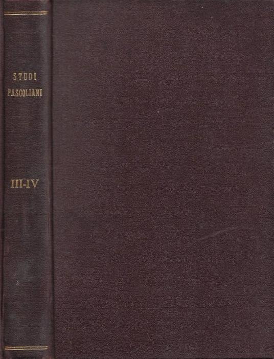 Studi Pascoliani a Cura della Società Italiana Giovanni Pasc - copertina