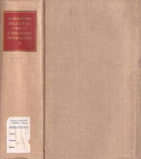 Narratori dell'Ottocento e del primo Novecento, tomo II - copertina
