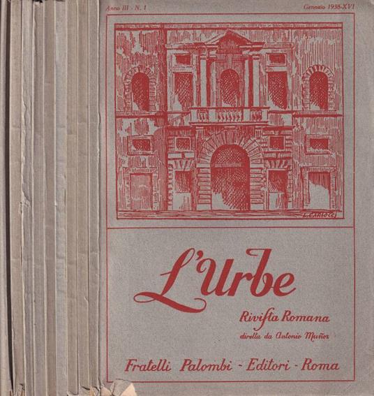 L'Urbe, anno III, n. 1, 2, 5, 6, 7, 9, 10, 11, 12, 1938 - copertina