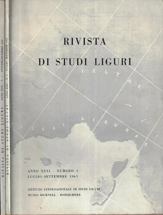 Rivista di studi liguri Anno XXXI n. 3, 4 - copertina