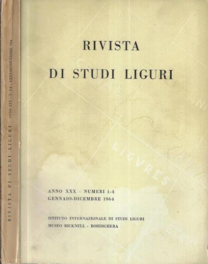 Rivista di studi liguri Anno XXX n. 1 - 4 - copertina