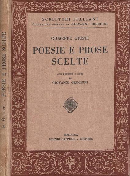 Poesie e prose scelte - Giuseppe Giusti - copertina