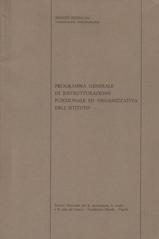 Programma generale di ristrutturazione funzionale ed organiz - copertina