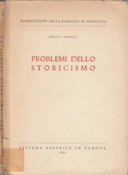 Problemi dello storicismo - copertina