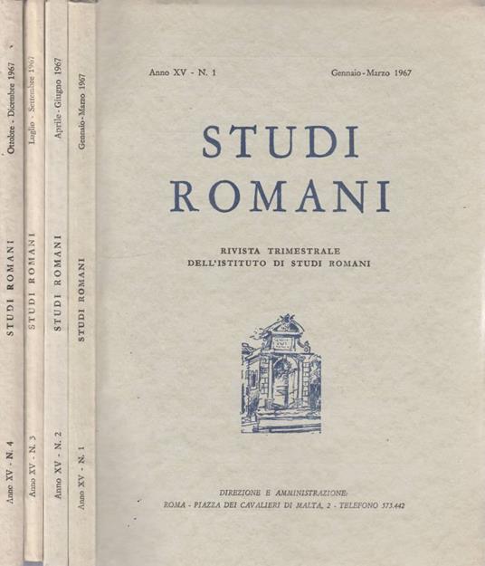 Studi romani anno XV, n 1,2,3,4 1967 - copertina
