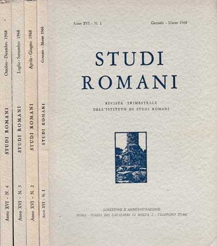 Studi romani anno XVI, n 1,2,3,4 1968 - copertina