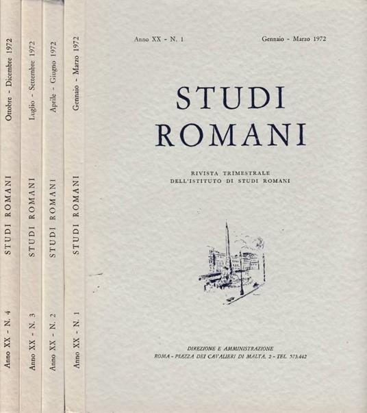 Studi romani anno XX, n 1,2,3,4 1972 - copertina