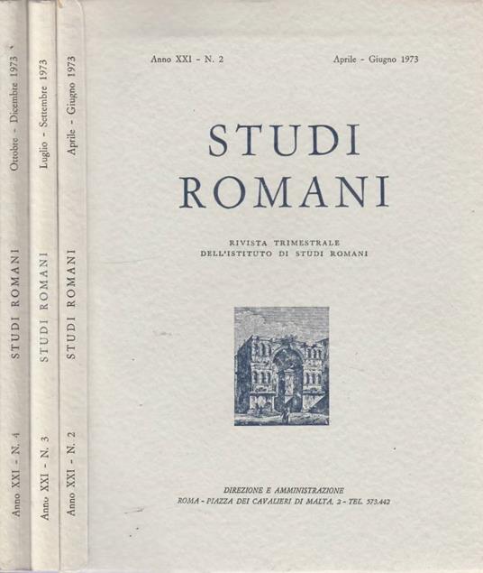Studi romani anno XXI, n 2,3,4 1973 - copertina