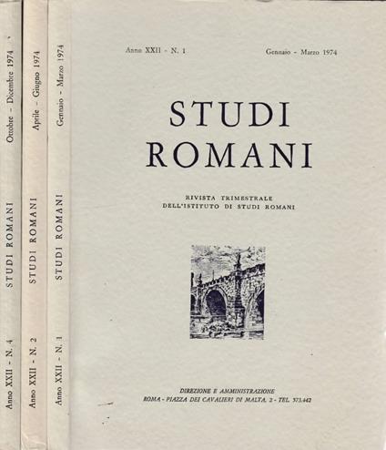 Studi romani anno XXII, n 1,2,4 1974 - copertina