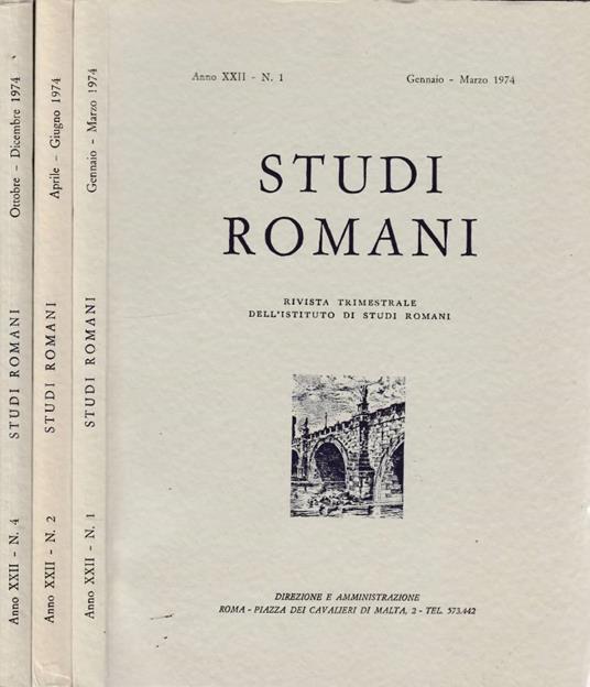 Studi romani anno XXII, n 1,2,4 1974 - copertina