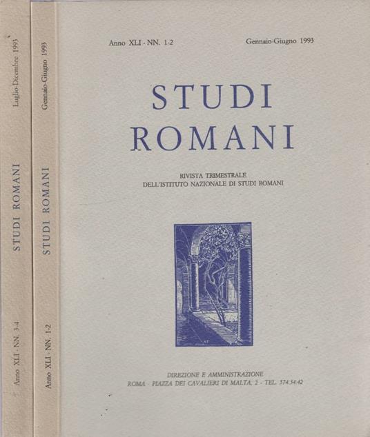 Studi romani anno XLI, n 1-2,3-4 1993 - copertina