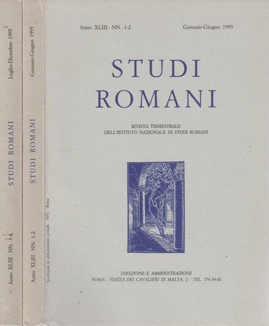 Studi romani anno XLIII, n 1-2,3-4 1995 - copertina