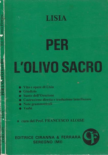 Per l'olivo sacro - copertina
