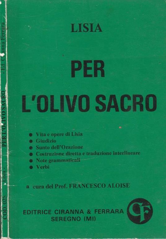 Per l'olivo sacro - copertina