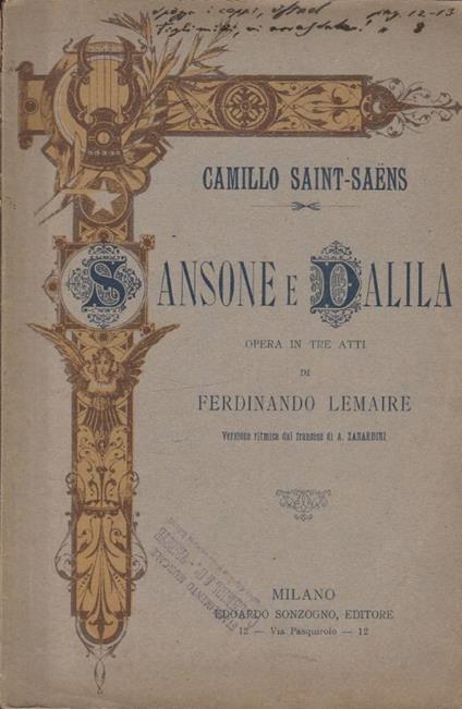 Sansone e Dalila - copertina