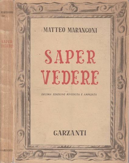 Saper vedere - Matteo Marangoni - copertina