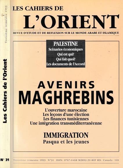 Les Cahiers de l'Orient n 31, 1993 - copertina