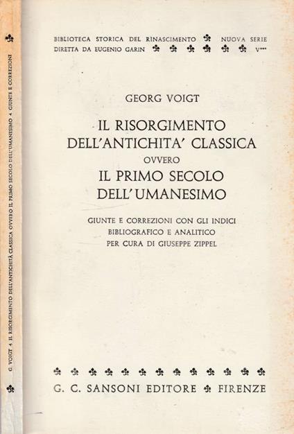 Il Risorgimento dell'antichità classica - copertina