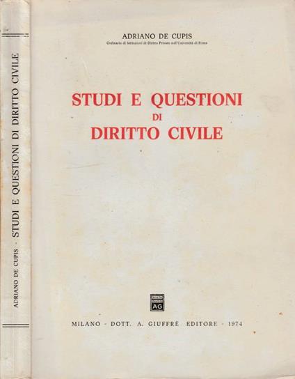 Studi e questioni di diritto civile - Adriano De Cupis - copertina