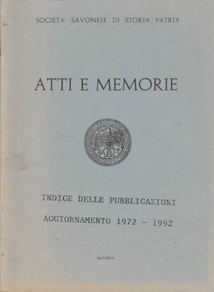 Atti e memorie - copertina
