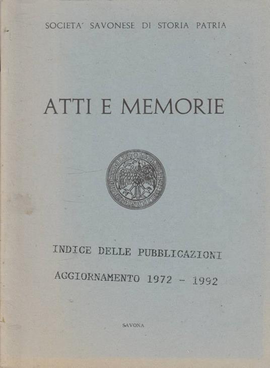 Atti e memorie - copertina