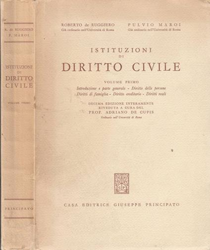 Istituzioni di diritto civile vol I - copertina