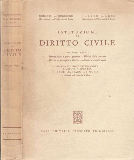Istituzioni di diritto civile vol I - copertina
