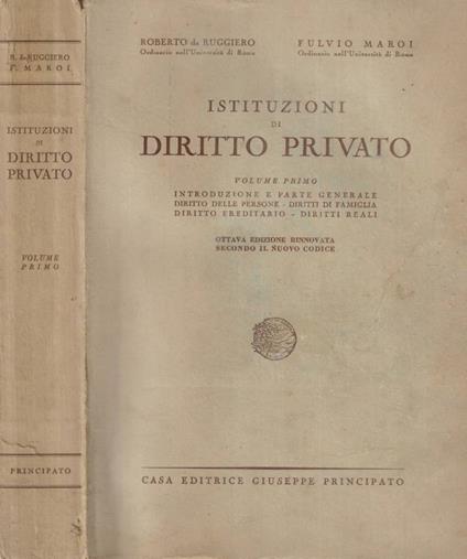 Istituzioni di diritto privato Vol. I - copertina