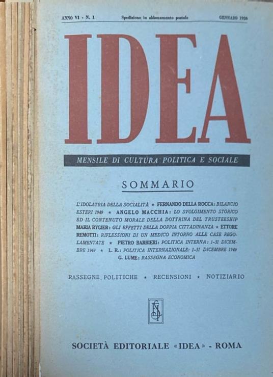 Idea anno VI, n 1,4,5,6,7,8,9 1950 - copertina
