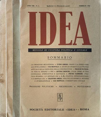 Idea anno VIII n 2,3,4,8 1952 - copertina