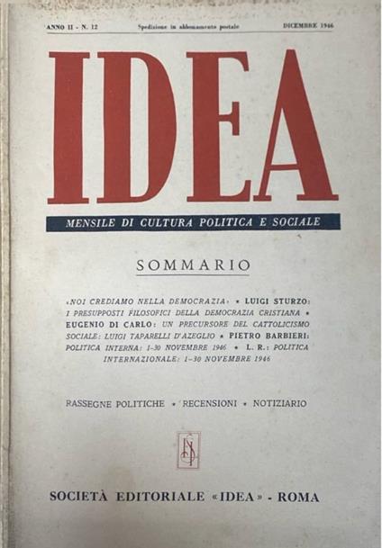 Idea anno II, n 12 1946 - copertina