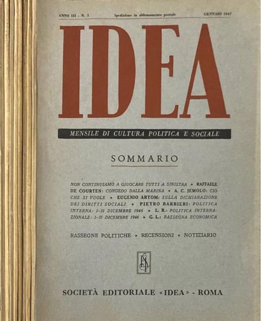 Idea anno III, n 1,2,4,5,6,10,11,12 1947 - copertina