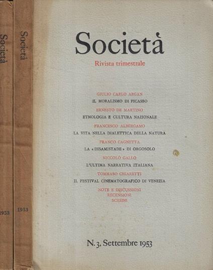 Società n. 3-4 Anno 1953 - copertina