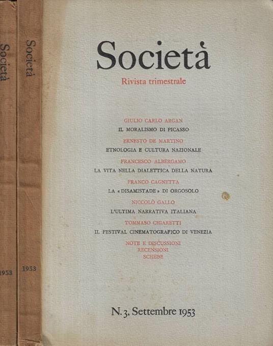 Società n. 3-4 Anno 1953 - copertina