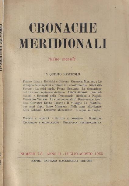 Cronache meridionali n. 7-8 Anno 1955 - copertina