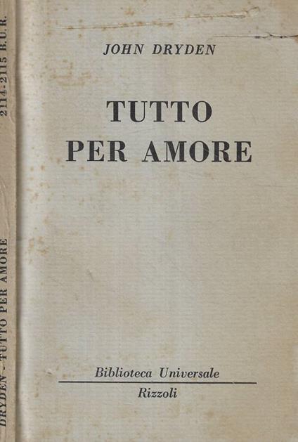 Tutto per amore - John Dryden - copertina