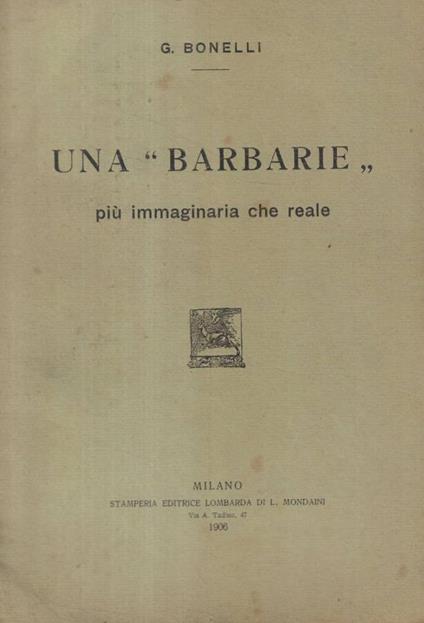 Una barbarie - G. Bonelli - copertina