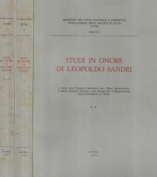Studi in onore di Leopoldo Sandri vol. II-III - copertina
