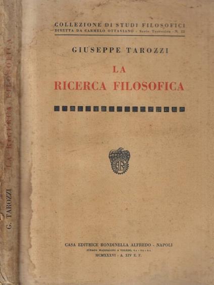 La ricerca filosofica - Giuseppe Tarozzi - copertina