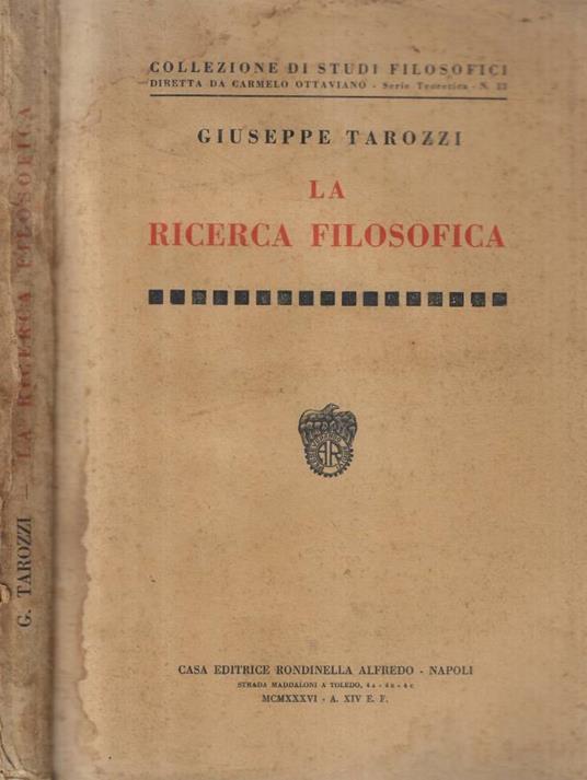 La ricerca filosofica - Giuseppe Tarozzi - copertina