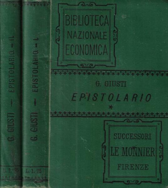 Epistolario - Giuseppe Giusti - copertina