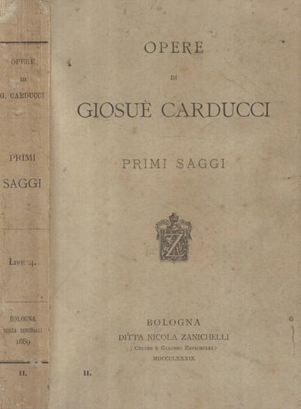 Primi saggi - Giosuè Carducci - copertina