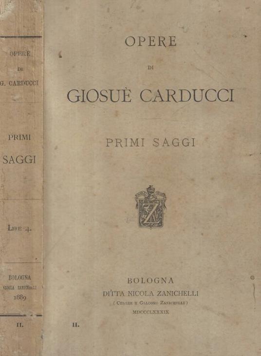 Primi saggi - Giosuè Carducci - copertina