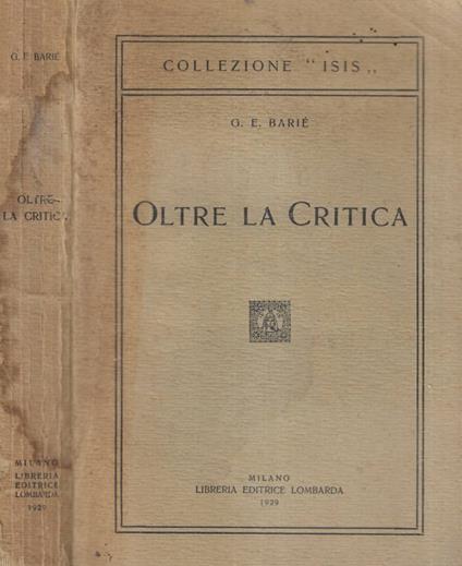 Oltre la critica - copertina
