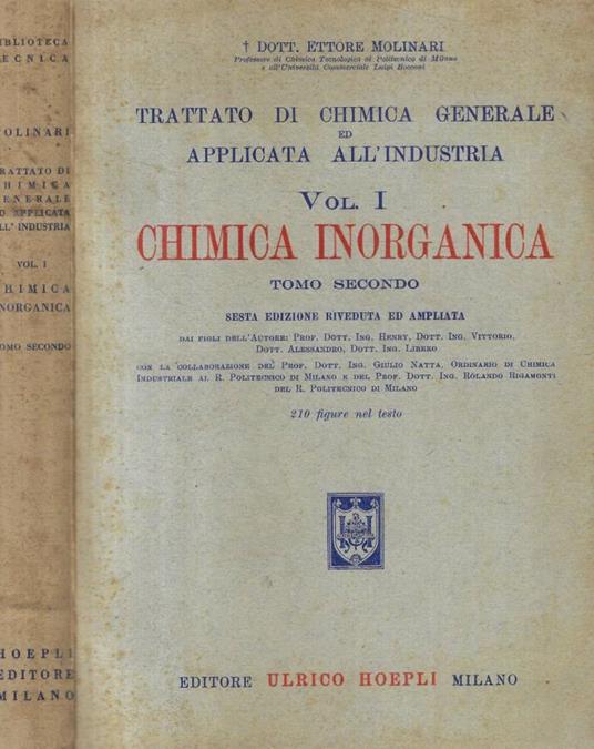 Trattato di chimica generale ed applicata all'industria vol - copertina