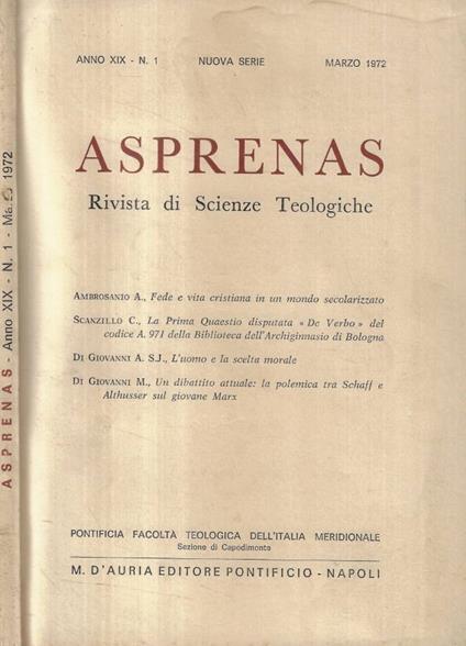 Asprenas n. 1 Anno 1972 - copertina