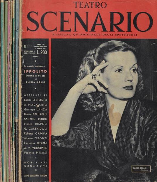 Teatro scenario n. 1-6-7-8-12-13-21-22 Anno 1952 - copertina