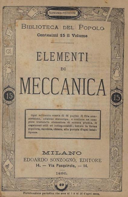 Elementi di meccanica - copertina