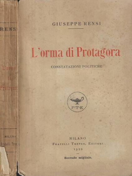 L'orma di Protagora - Giuseppe Rensi - copertina