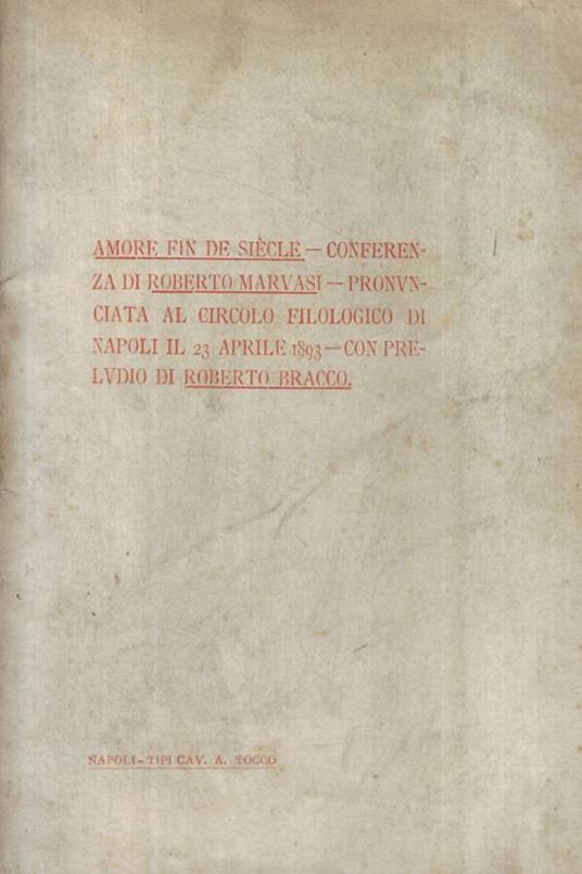Amore fin de siècle - Roberto Marvasi - copertina
